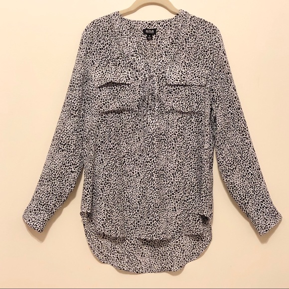 a.n.a. Black & White Cheetah Print Blouse - Picture 2 of 9